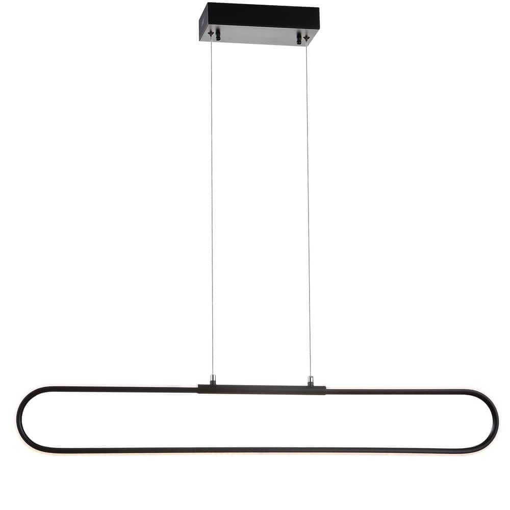 Ned Minimalistic 39" Black Metal Adjustable LED Linear Pendant