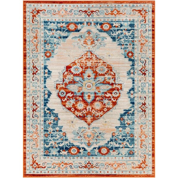Livabliss Redondo Beach Rust Traditional 5 ft. x 7 ft. Indoor/Outdoor Area Rug