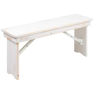 Antique Rustic White Dining Bench 40 in.