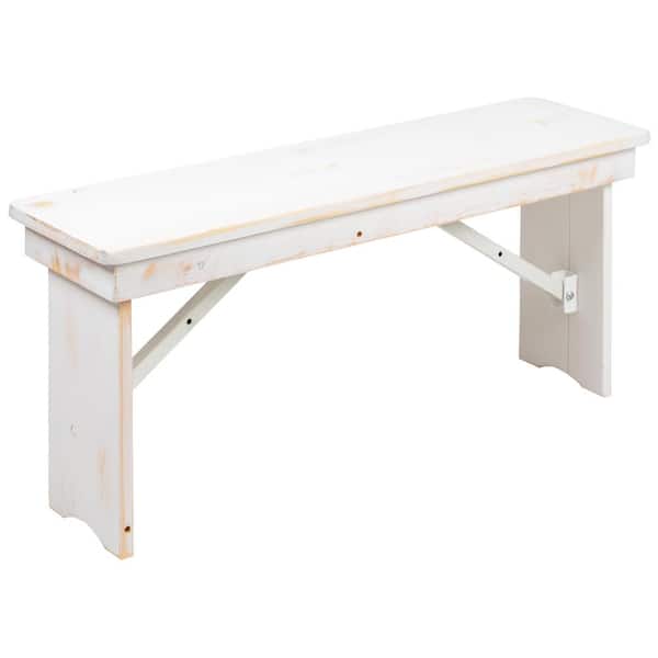Carnegy Avenue Antique Rustic White Dining Bench 40 in.