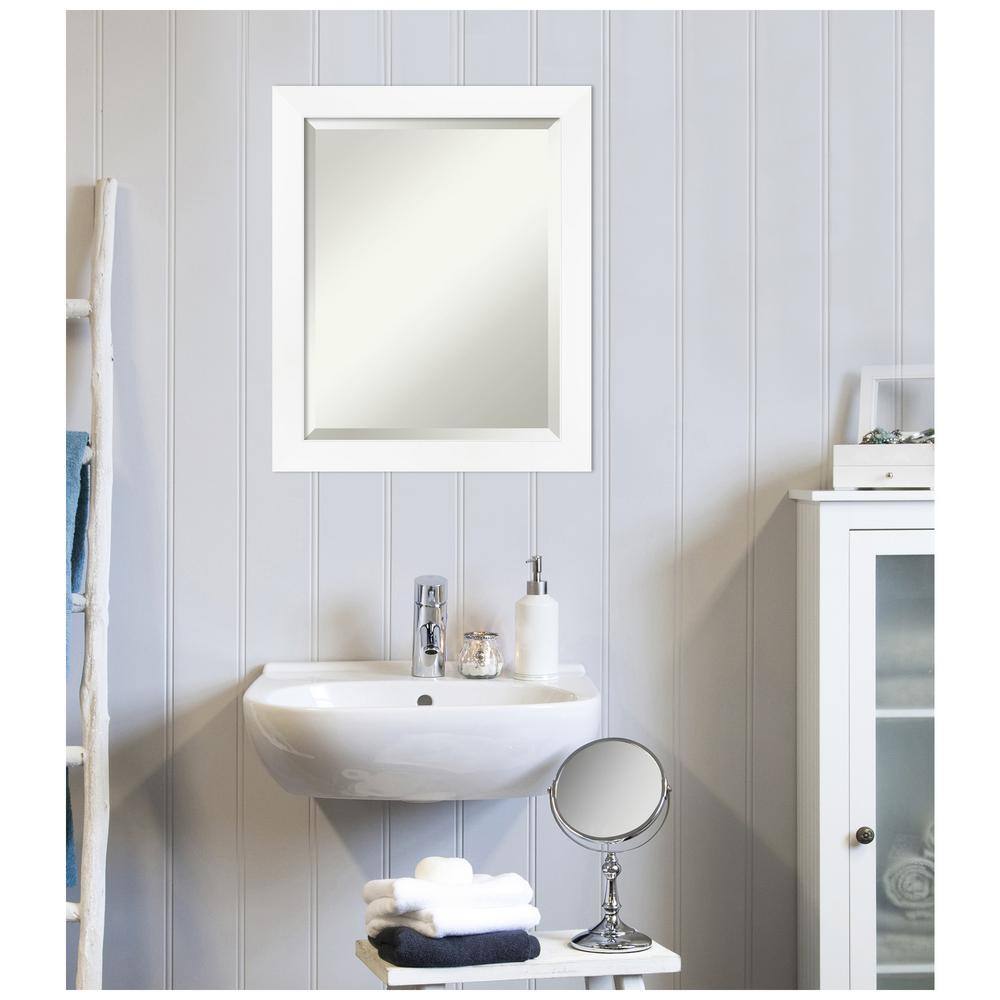 Contemporary White Flat-Framed 19x23 Bathroom Wall Mirror
