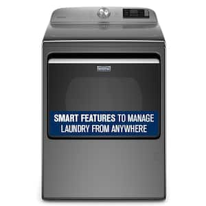 7.4 cu. ft. 120-Volt Smart Capable Metallic Slate Gas Dryer with Hamper Door