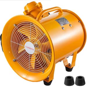 10 in. 1-Speed Blower Fan in Orange with Stand, 110-Volt 60HZ Speed 3450 RPM for Extraction and Ventilation