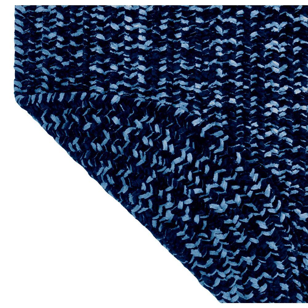 Elegant Navy & Smoke Blue 30" x 50" Oval Braided Chenille Rug