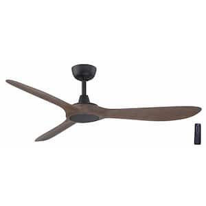 Tager 52 in. Indoor/Outdoor Matte Black and Whiskey Barrel Blades Smart Ceiling Fan with Remote Powered by Hubspace