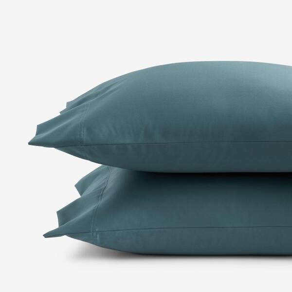 The Company Store Legends Hotel Ocean Blue 450-Thread Count Wrinkle-Free Solid Supima Cotton Sateen Standard Pillowcase (Set of 2)