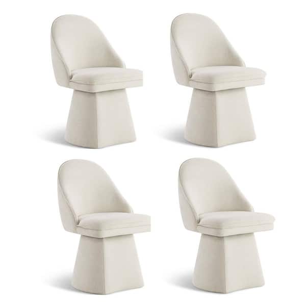 Spruce & Spring Cora Linen Fabric Upholstered Swivel Dining Chair with Wood Frame for Diningroom Livingroom (Set of 4)