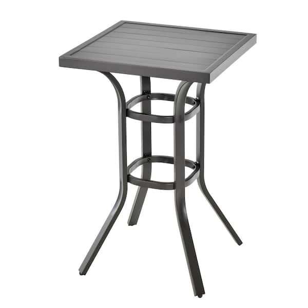 Costway 24 in. Patio Bar Height Table Outdoor Side Table with Aluminum Tabletop and Adjustable Footpads Balcony