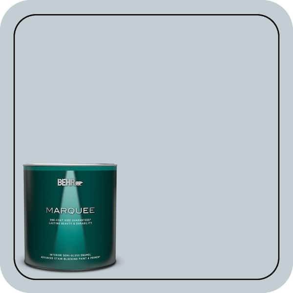 BEHR MARQUEE 1 qt. #MQ3-58 Alice White One-Coat Hide Semi-Gloss Enamel Interior Paint & Primer