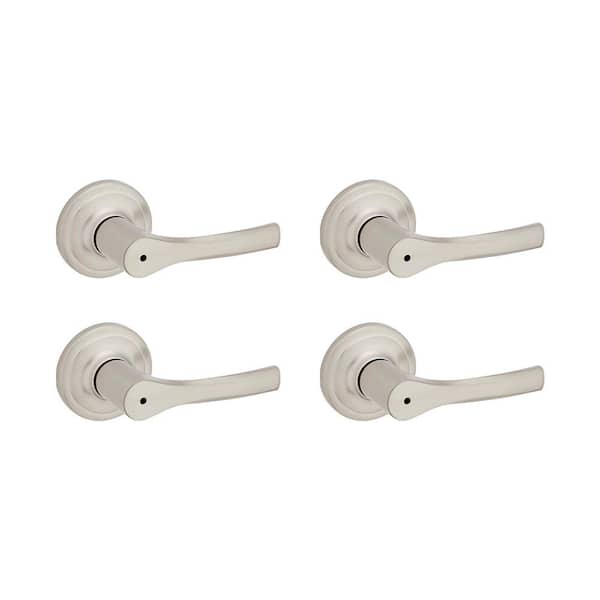 Kwikset Henley Satin Nickel Bed/Bath Door Handle 4-Pack
