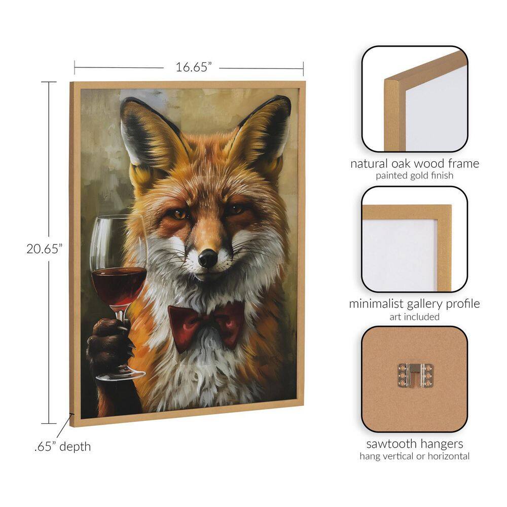 Traditional Fox Wine Tasting Gold Framed 16"x20" Wall Art Print