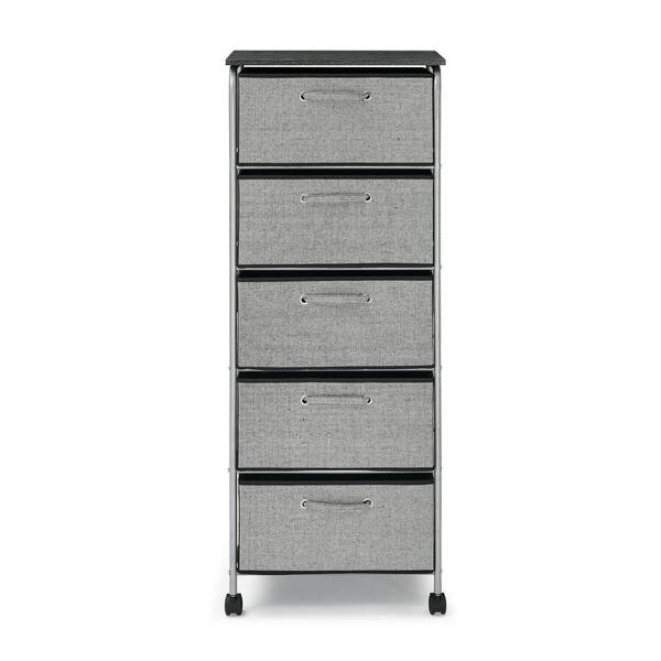HOMCOM 7-Drawer Dresser Storage Tower Cabinet Organizer Unit, Easy Pull  Fabric Bins with Metal Frame for Bedroom, Closets, Gray