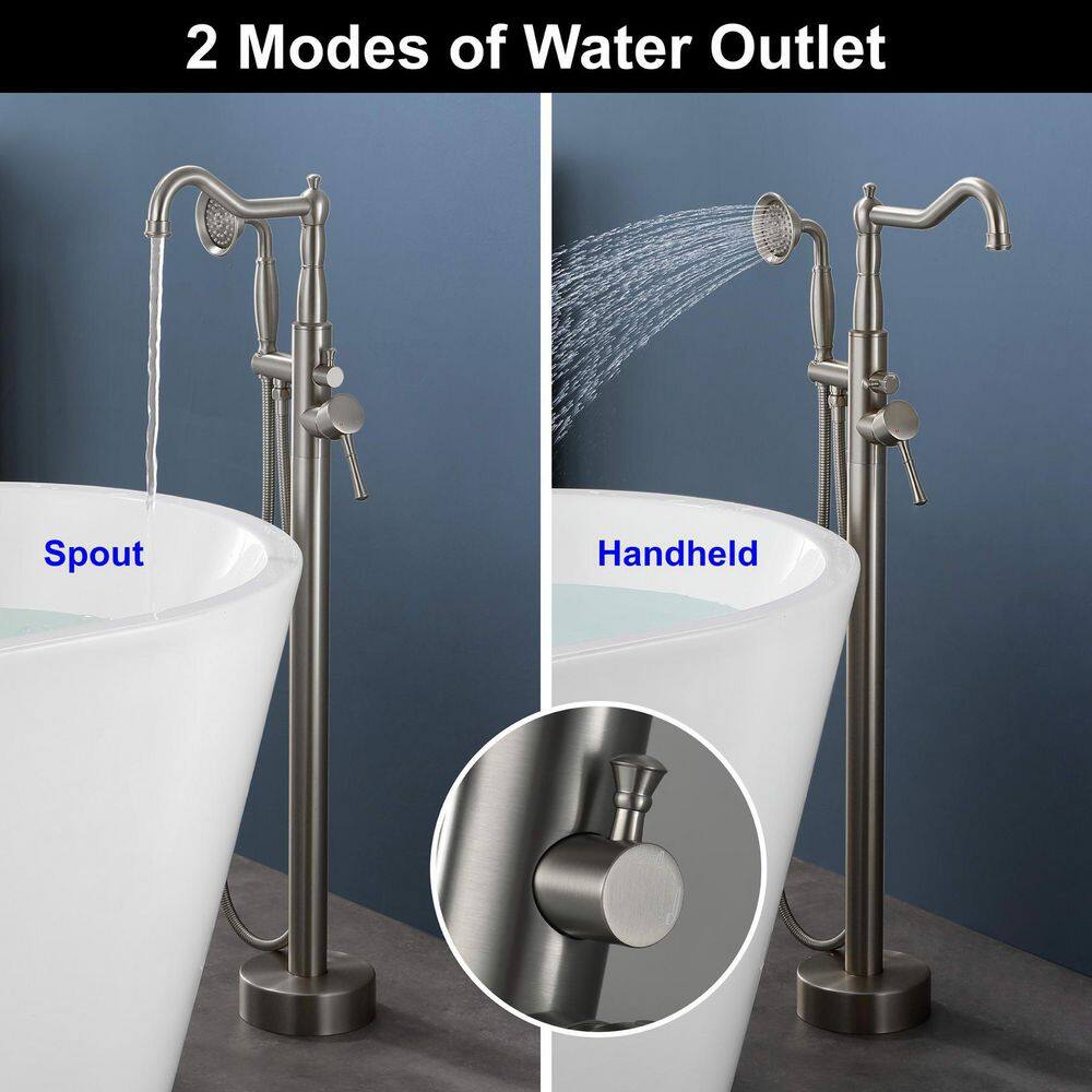 Brushed Nickel Freestanding Tub Faucet with Hand Shower