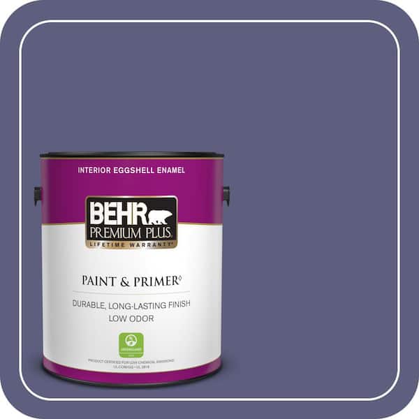 BEHR PREMIUM PLUS 1 gal. #M550-7 Strong Iris Eggshell Enamel Low Odor Interior Paint & Primer