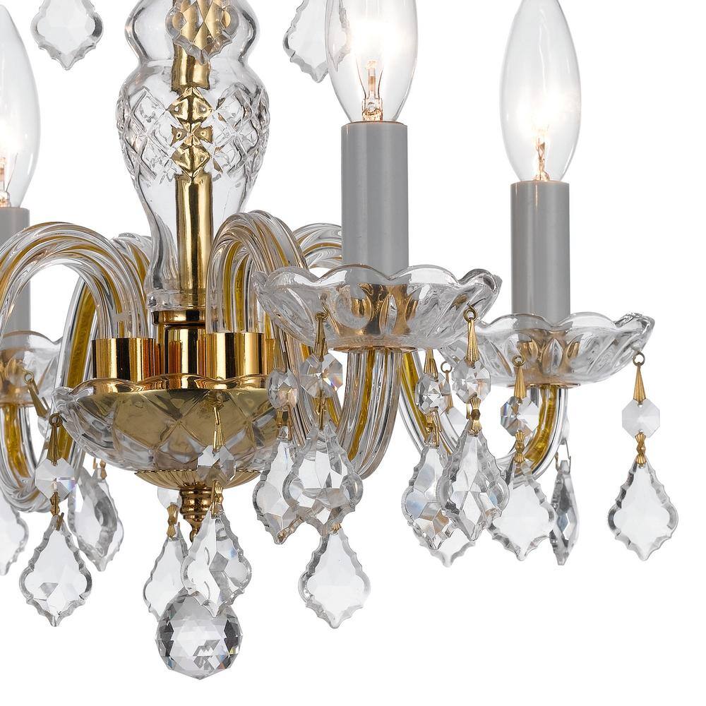 Polished Brass Mini Chandelier with Clear Italian Crystals