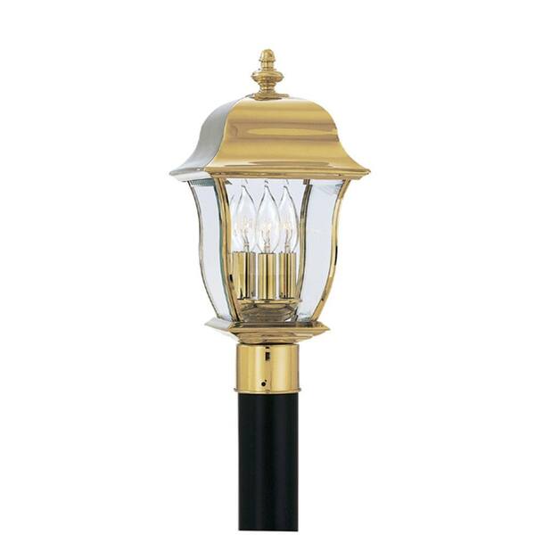 Designers Fountain Oak Harbor 3-Light Polished Brass Outdoor Post Lantern