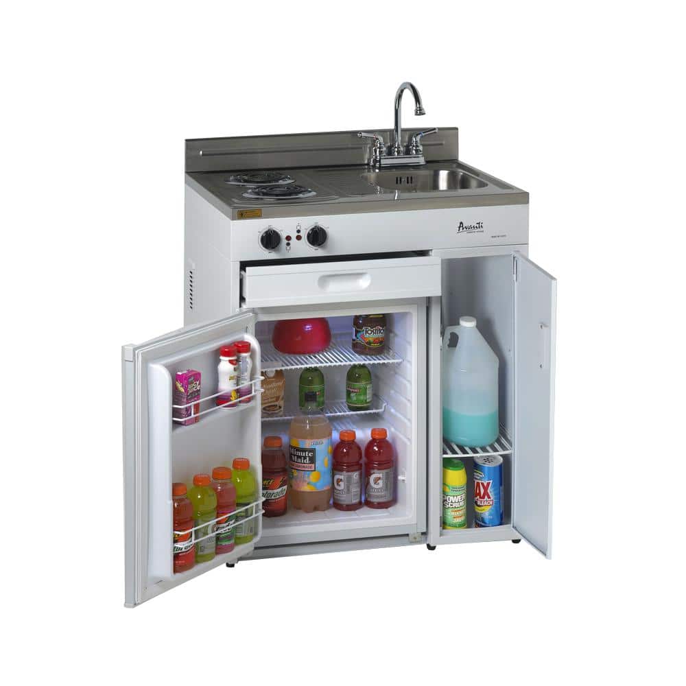 2.2 cu. Mini Refrigerator in White, 30 in. Complete Compact Kitchen with 2-Burner Coils