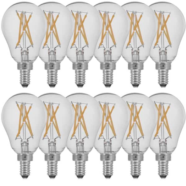 Feit Electric 60-Watt Equivalent A15 Candelabra Dimmable CEC Clear Glass LED Ceiling Fan Light Bulb in Daylight 5000K (12-Pack)