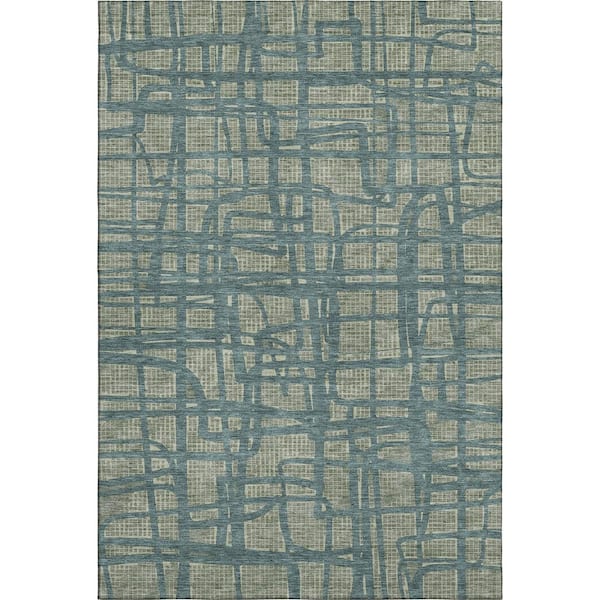 Mayfield Premium Machine Washable Abstract AMF2491 Basil 10 ft. x 14 ft. Area Rug