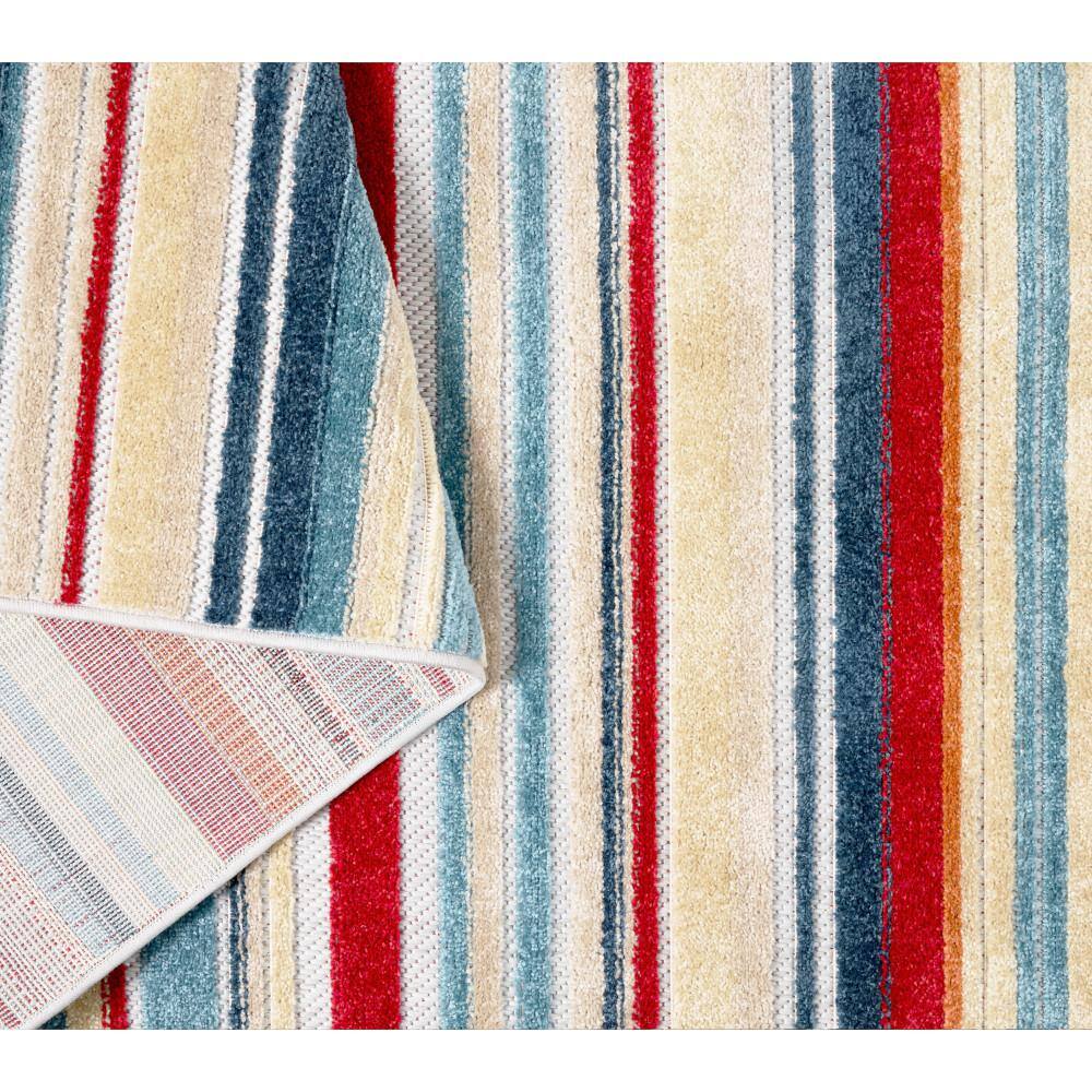 Rio Red and Multicolor Stripe Synthetic Indoor/Outdoor Rug