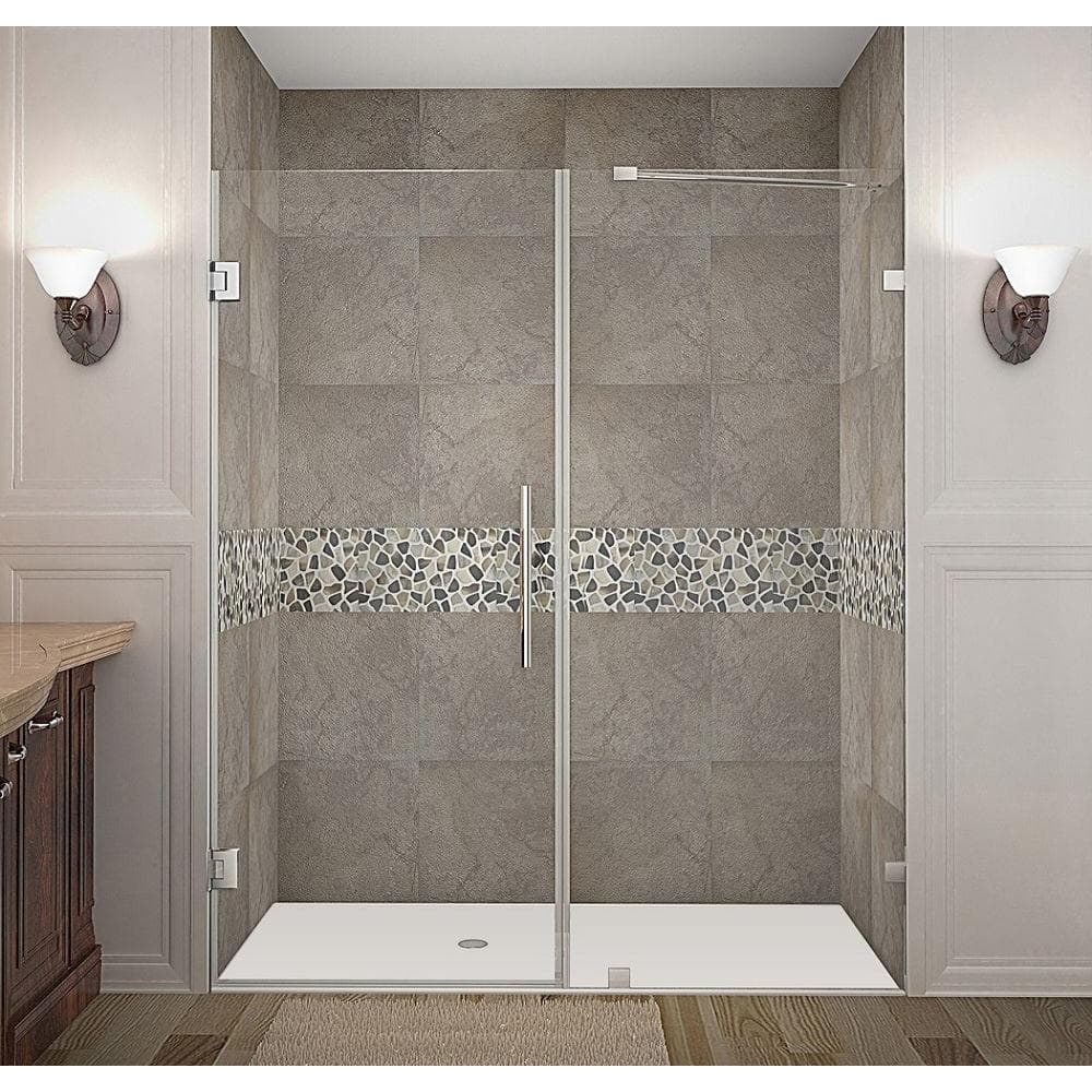 Nautis 65" x 72" Stainless Steel Frameless Hinged Shower Door