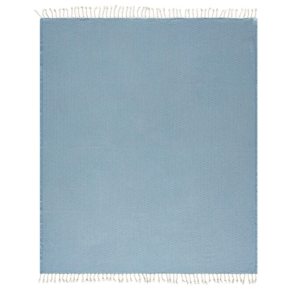 Zadie Blue/White Geometric Farmhouse Organic Turkish All Natural Cotton Thr