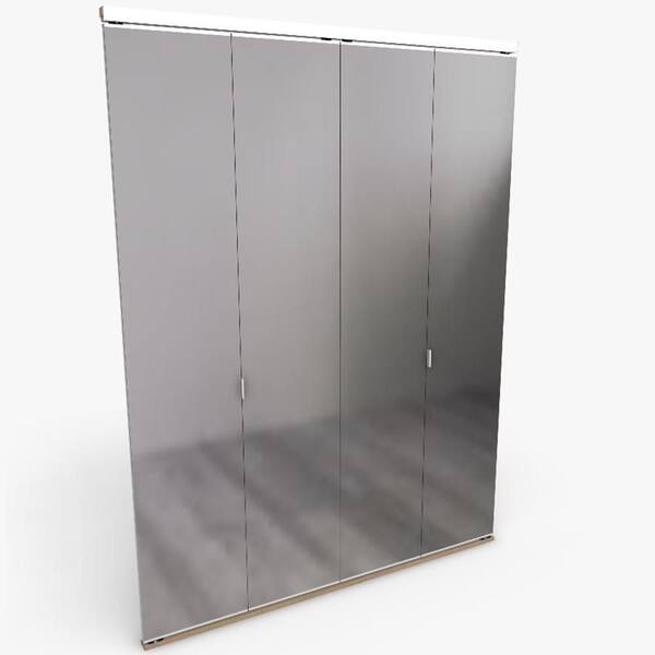 72 in. x 80 in. Polished Edge Mirror Solid Core MDF Interior Closet Bi-Fold Door with White Trim
