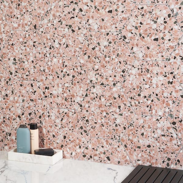 Malati Rose 12.5 in. x 14.5 in. Matte Porcelain Hexagon Floor and Wall Tile (10.51 sq. ft./Case)