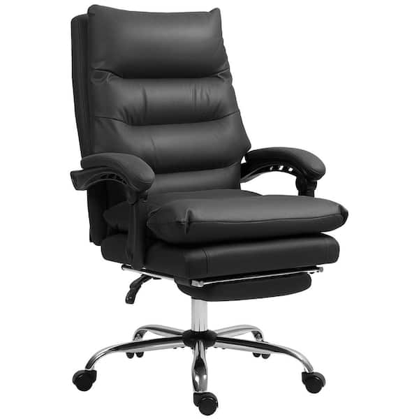 Vinsetto Massage Office Chair, Computer Desk Chair, Heated Reclining Chair with Footrest, Microfiber, Black