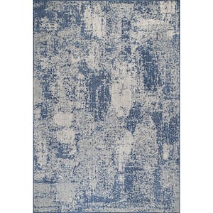 Maeve Mottled Blue 9 ft. 6 in. x 12 ft. Abstract Indoor/Outdoor Area Rug