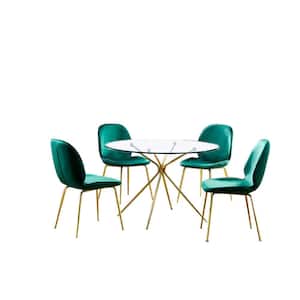 Preston 5-Piece Green Round Glass Top Dinette Set (Seats 4)