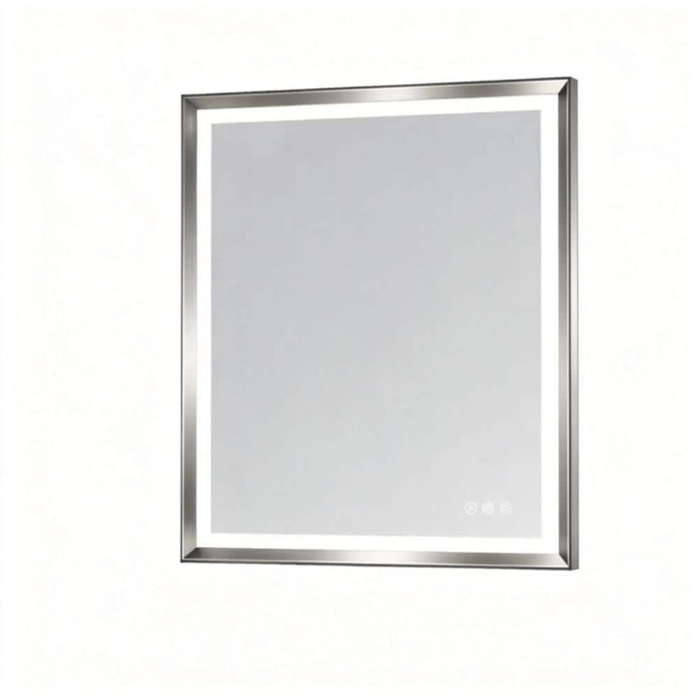 Brushed Nickel 30 in. W x 40 in. H Rectangular Aluminum Framed LED Lighted Bathroom Vanity Mirror with Anti-Fog price history on PriceWatchPro