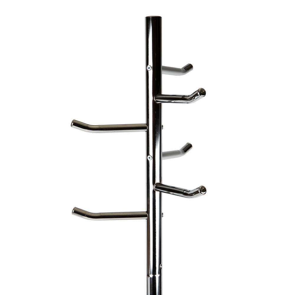 Silver Heavy-Duty Metal Freestanding Coat Rack with 6 Hooks