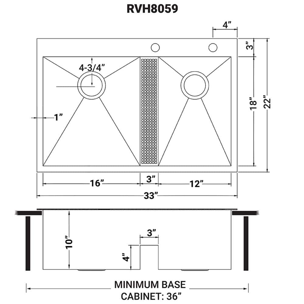 33-Inch Stainless Steel Double Bowl Topmount Kitchen Sink