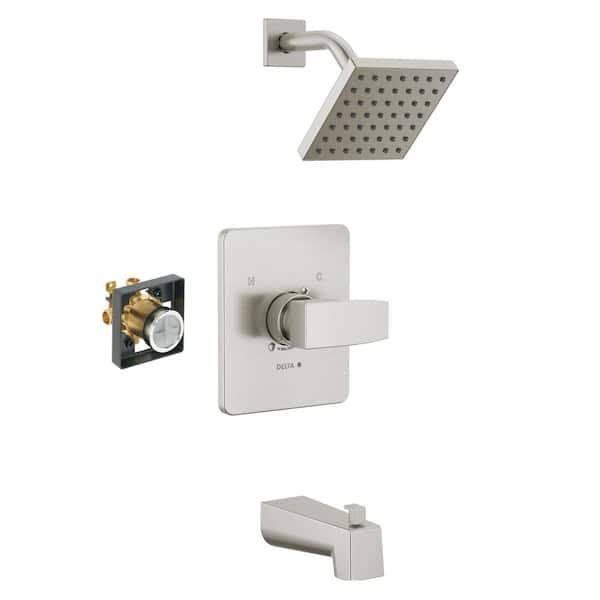 Delta Modern Single Handle 1-Spray Tub and Shower Faucet 1.75 GPM in Stainless Valve Included