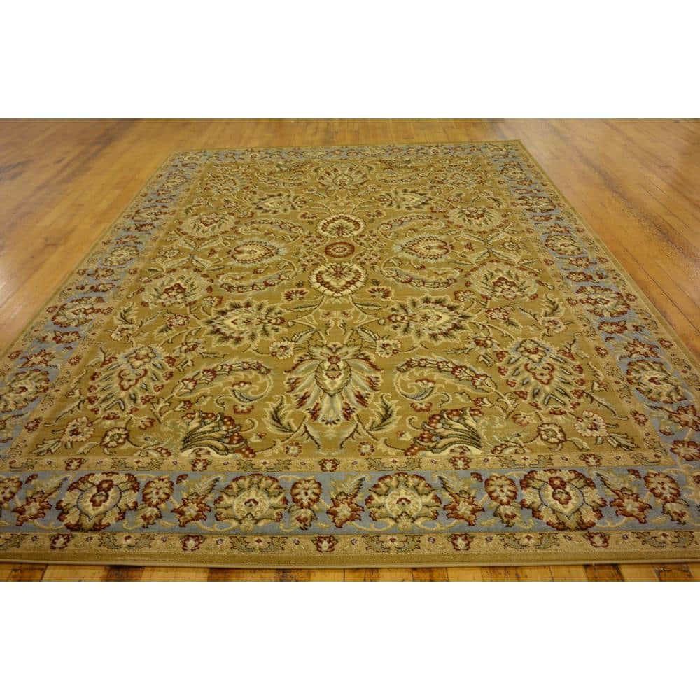 Handmade Dark Yellow Rectangular Synthetic 9' x 12' Area Rug