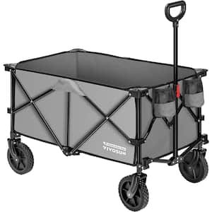 2.5 cu.ft. Collapsible Fabric Garden Cart with Universal Wheels and Adjustable Handle in Gray