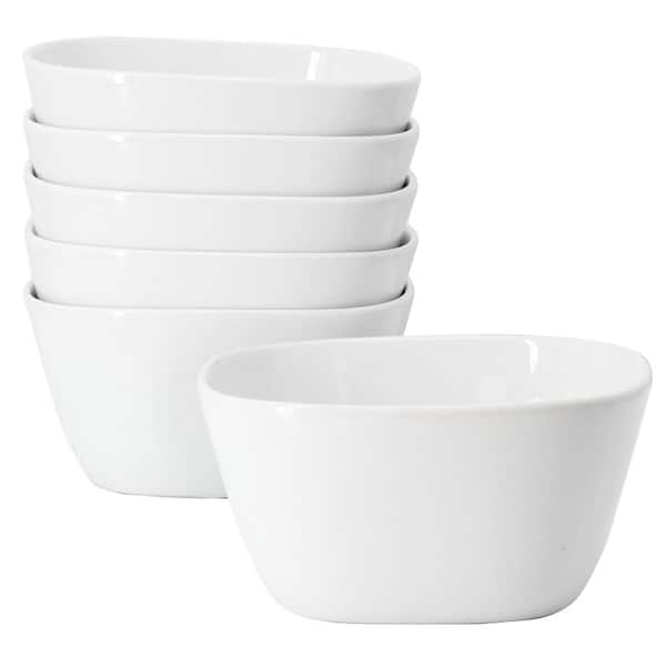Simply White 18 fl. Oz. 6 in. White Soft Square Porcelain Cereal Bowl (Set of 6)