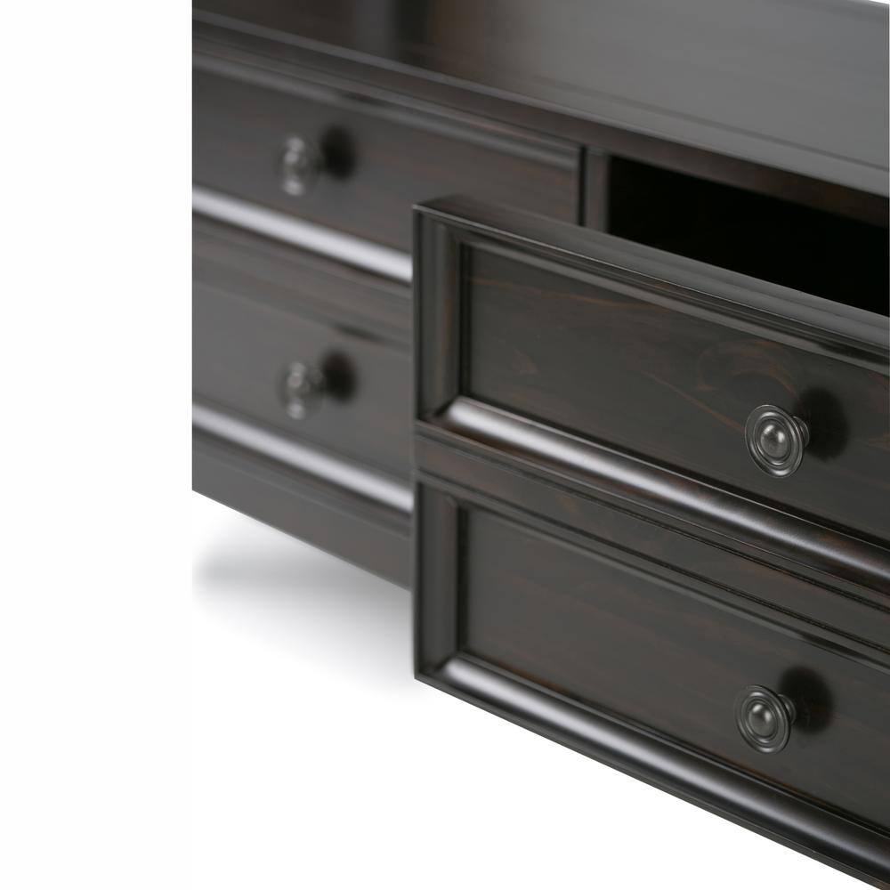 Hickory Brown Solid Wood Console Table with Storage Drawers