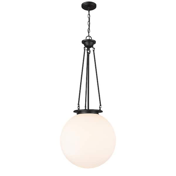 Innovations Beacon 100-Watt 1-Light Matte Black Shaded Mini Pendant Light with Painted Glass Shade