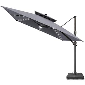 1001517957 11 led round patio umbrella 10/11/12ft Solar Cantilever Embedding the switch in the umbrella rib adds convenience by keeping it hidden Charlton Home Cotter 11 FT