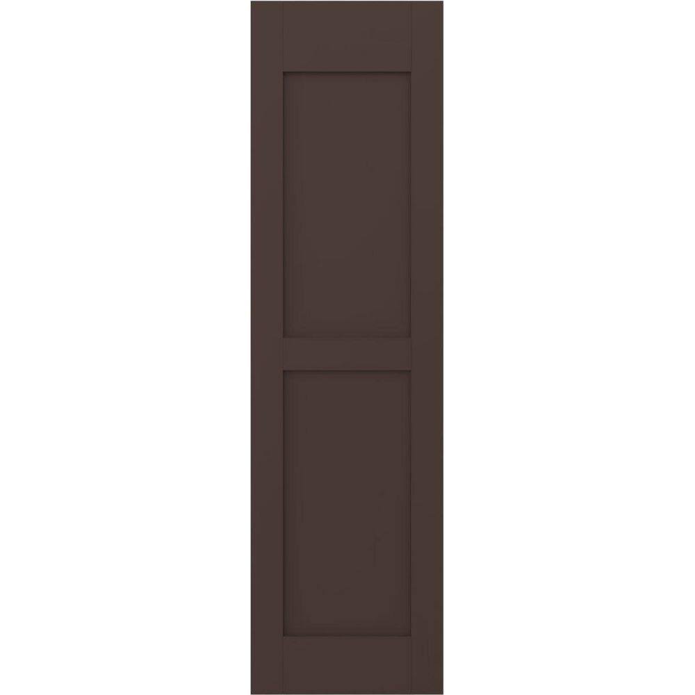 12 in. W x 55 in. H Americraft 2-Equal Flat Panel Exterior Real Wood Shutters Pair in Raisin Brown price history on PriceWatchPro