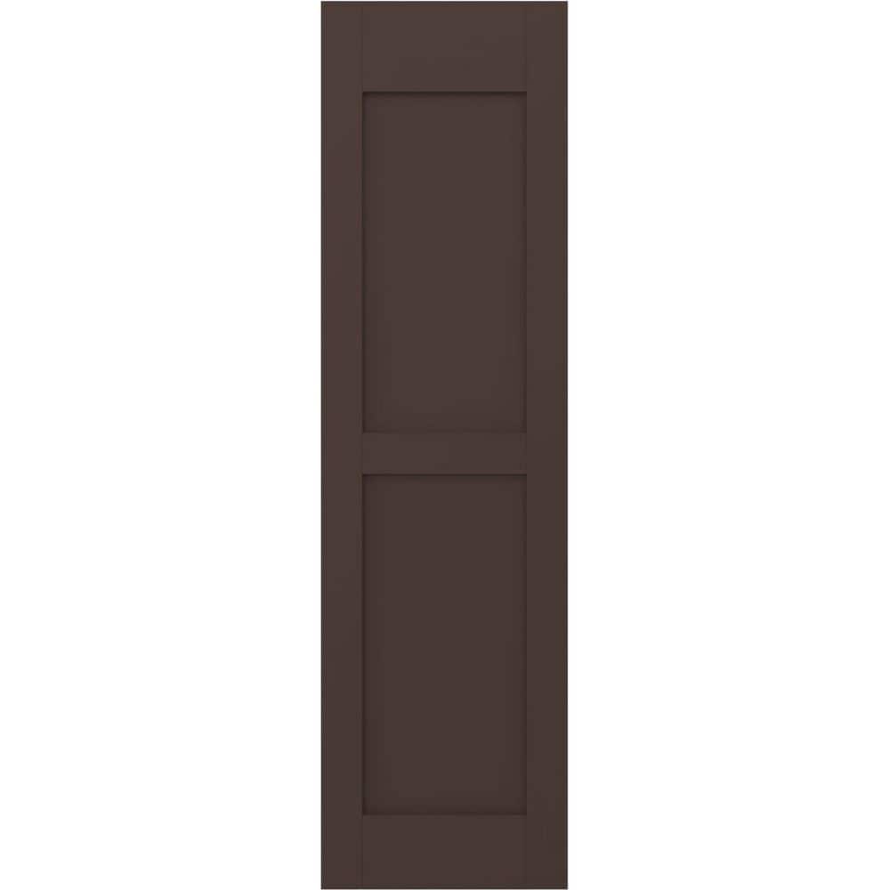 18 in. W x 36 in. H Americraft 2-Equal Flat Panel Exterior Real Wood Shutters Pair in Raisin Brown price history on PriceWatchPro