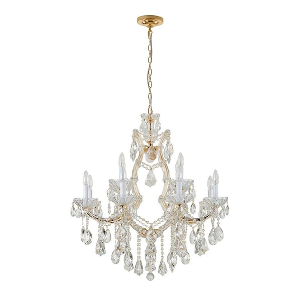 Unbranded Rowena 12-Light Gold Crystal Chandelier