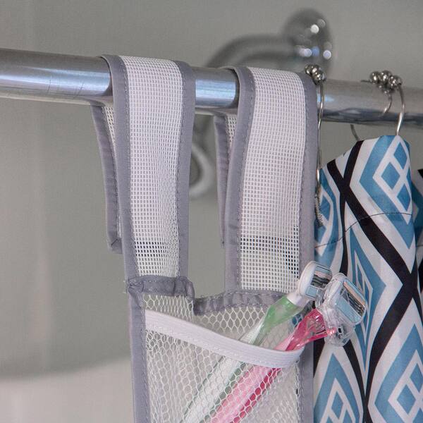 AIDAITOP 2 Pack Hanging Shower Organizer Mesh Caddy with Rotating Hanger Bathroom Storage Bag Hang Over Shower Head Curtain Rod, Size: One Size