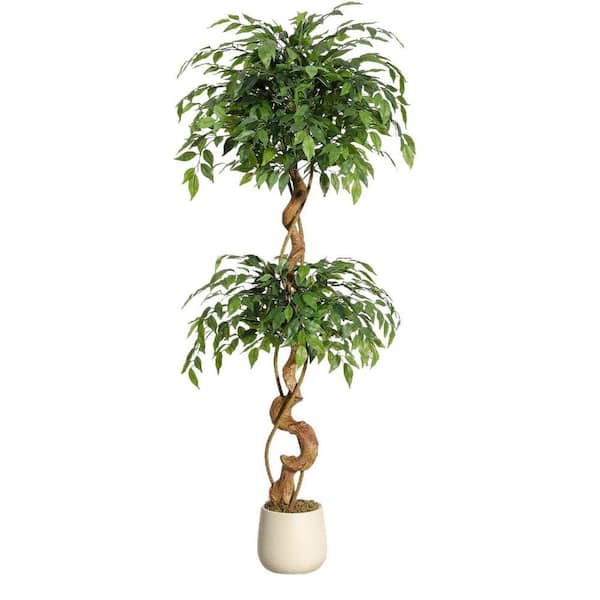 5 ft. Artificial Rubber Tree in Pot-Tall Faux Ficus Plant for Home Decor  WK0727 - The Home Depot