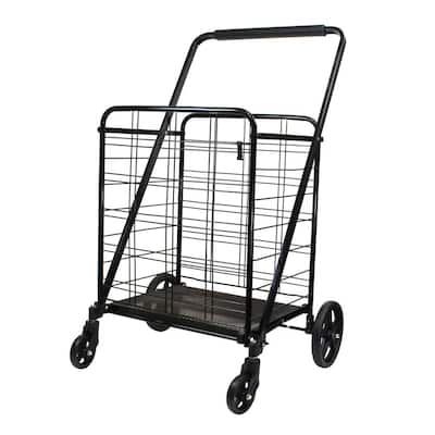 Black Metal Cleaning Cart with Heavy Duty Swivel