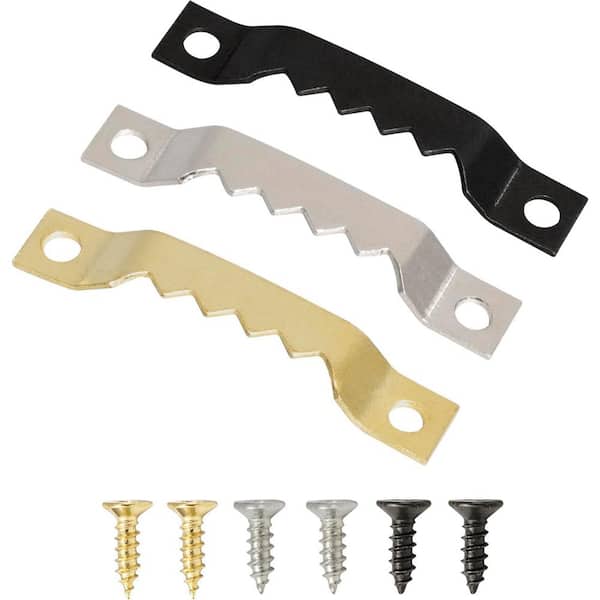 Adrinfly Black Silver Gold Small Sawtooth Picture Hangers Kit with Screws 50 for Photo Frames Canvas Artwork Paintings 1-Pack