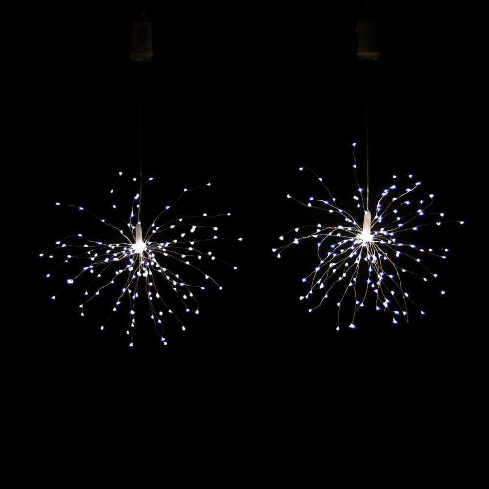 Ethereal Glow 16.5ft Warm White LED Starburst Lights with Remote - Set of 2
