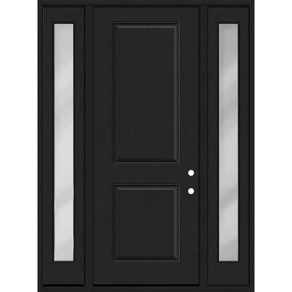 Regency 64 in. x 96 in. 2P Squaretop RHIS Onyx Stain Mahogany Fiberglass Prehung Front Door with Clear 12 in. SLs 6-9/16